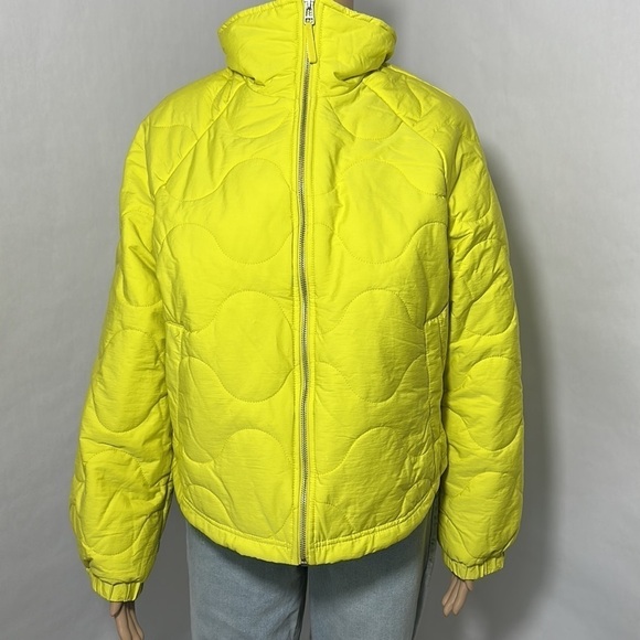 Women's Puffer Zip Up Yellow Jacket By Universal Thread (G8K0RW) - Picture 2 of 3